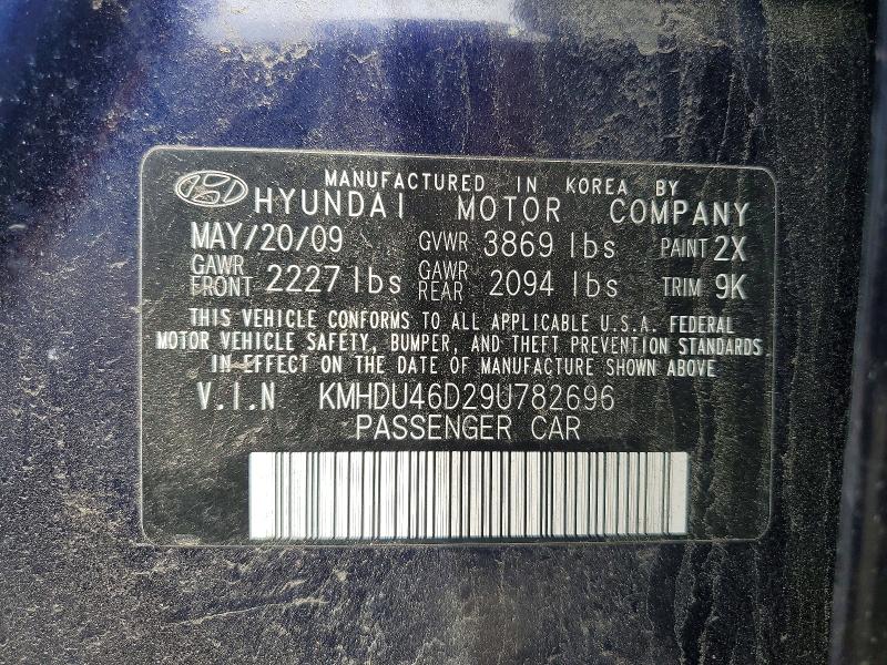 55048906 :رقم المزاد ، KMHDU46D29U782696 vin ، 2009 Hyundai Elantra مزاد بيع
