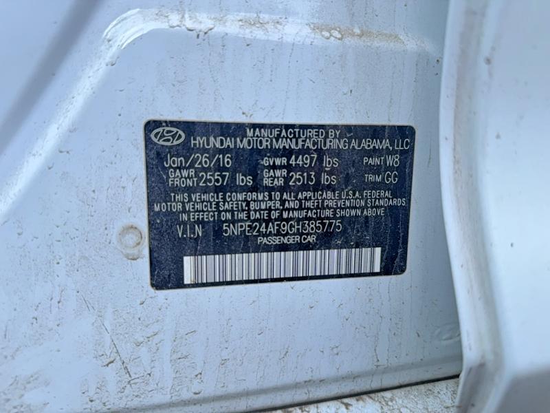 2016 Hyundai Sonata მანქანა იყიდება აუქციონზე, vin: 5NPE24AF9GH385775, აუქციონის ნომერი: 56187186