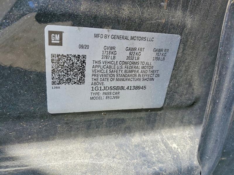 Продаж на аукціоні авто 2020 Chevrolet Sonic, vin: 1G1JD5SB8L4138945, номер лоту: 56531516