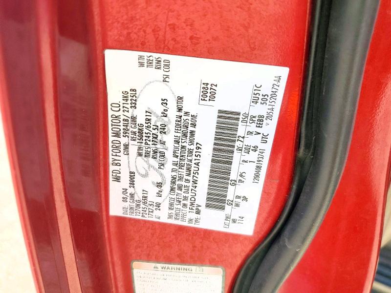 57612216 :رقم المزاد ، 1FMDU74W75UA15197 vin ، 2005 Ford Explorer مزاد بيع