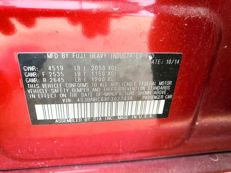 57036636 :رقم المزاد ، 4S3BNBC68F3027038 vin ، 2015 Subaru Legacy مزاد بيع