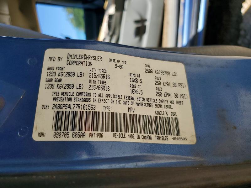 55647836 :رقم المزاد ، 2A8GP54L77R161563 vin ، 2007 Chrysler Town & Country مزاد بيع