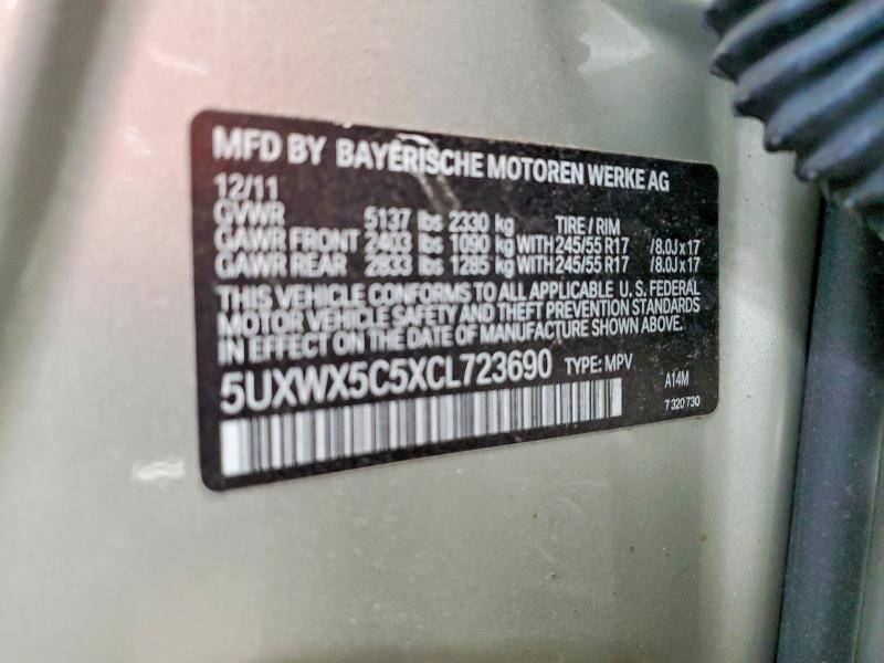 Продажа на аукционе авто 2012 Bmw X3, vin: 5UXWX5C5XCL723690, номер лота: 58215976