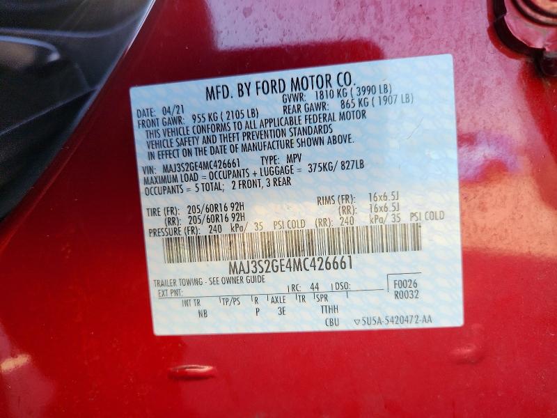 Aukcja sprzedaży 2021 Ford Ecosport, vin: MAJ3S2GE4MC426661, numer aukcji: 55696966