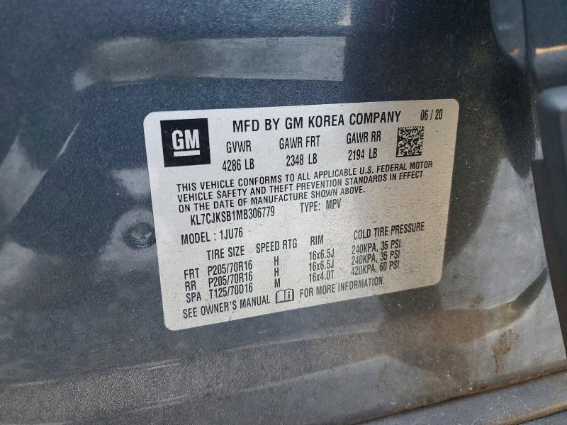 58273036 :رقم المزاد ، KL7CJKSB1MB306779 vin ، 2021 Chevrolet Trax مزاد بيع