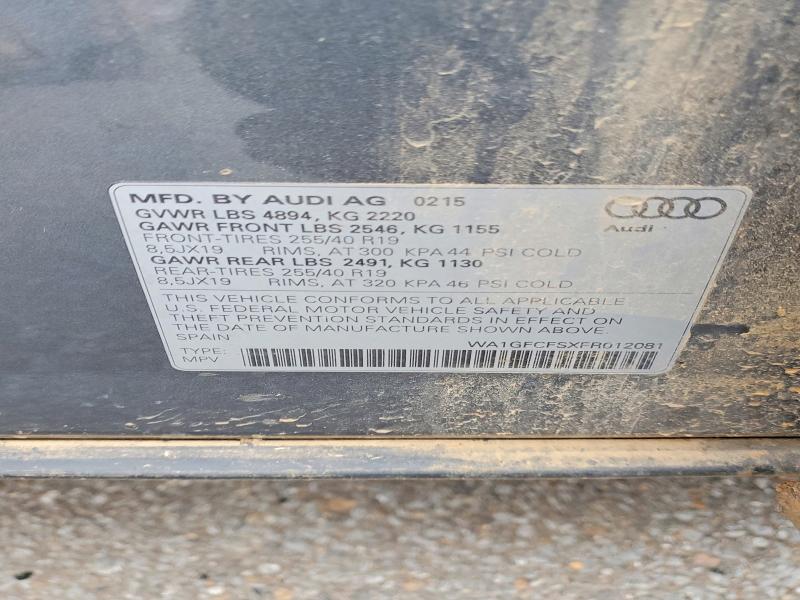 Продажа на аукционе авто 2015 Audi Q3, vin: WA1GFCFSXFR012081, номер лота: 56166556