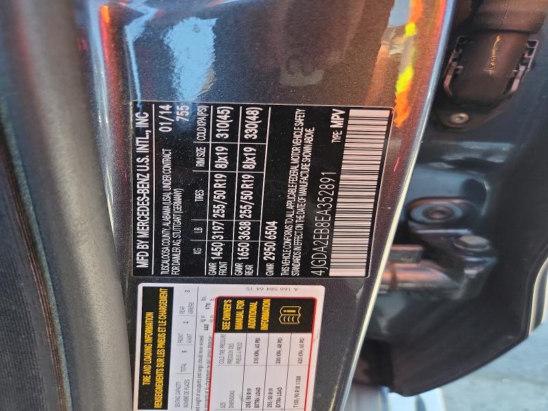 2014 Mercedes-benz Ml მანქანა იყიდება აუქციონზე, vin: 4JGDA2EB8EA352891, აუქციონის ნომერი: 58915906