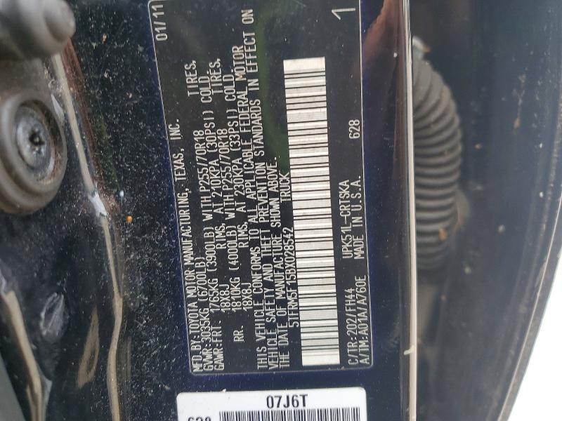 Aukcja sprzedaży 2011 Toyota Tundra, vin: 5TFRM5F15BX028542, numer aukcji: 57076686