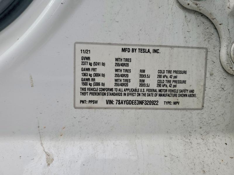 Продаж на аукціоні авто 2022 Tesla Model Y, vin: 7SAYGDEE3NF320922, номер лоту: 57818086