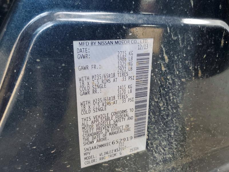 Auction sale of the 2014 Nissan Pathfinder, vin: 5N1AR2MMXEC652919, lot number: 56467526