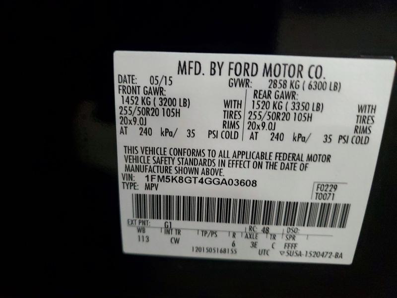 58840706 :رقم المزاد ، 1FM5K8GT4GGA03608 vin ، 2016 Ford Explorer مزاد بيع