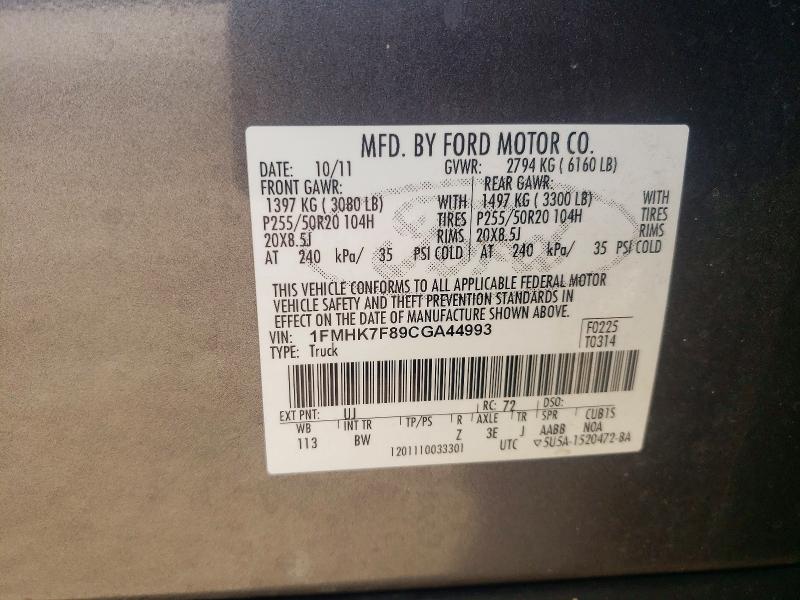 Aukcja sprzedaży 2012 Ford Explorer, vin: 1FMHK7F89CGA44993, numer aukcji: 56934236