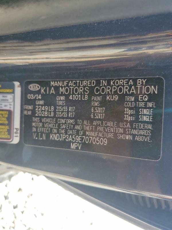57605256 :رقم المزاد ، KNDJP3A59E7070509 vin ، 2014 Kia Soul مزاد بيع