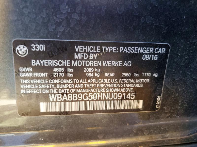 2017 Bmw 330 მანქანა იყიდება აუქციონზე, vin: WBA8B9G50HNU09145, აუქციონის ნომერი: 55714916