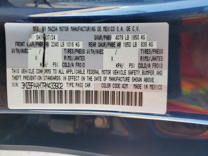 Aukcja sprzedaży 2024 Mazda 3, vin: 3MZBPAAM7RM433902, numer aukcji: 57022816