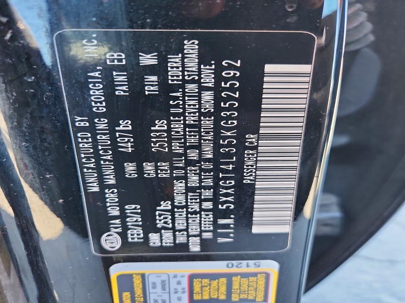 57516376 :رقم المزاد ، 5XXGT4L35KG352592 vin ، 2019 Kia Optima مزاد بيع