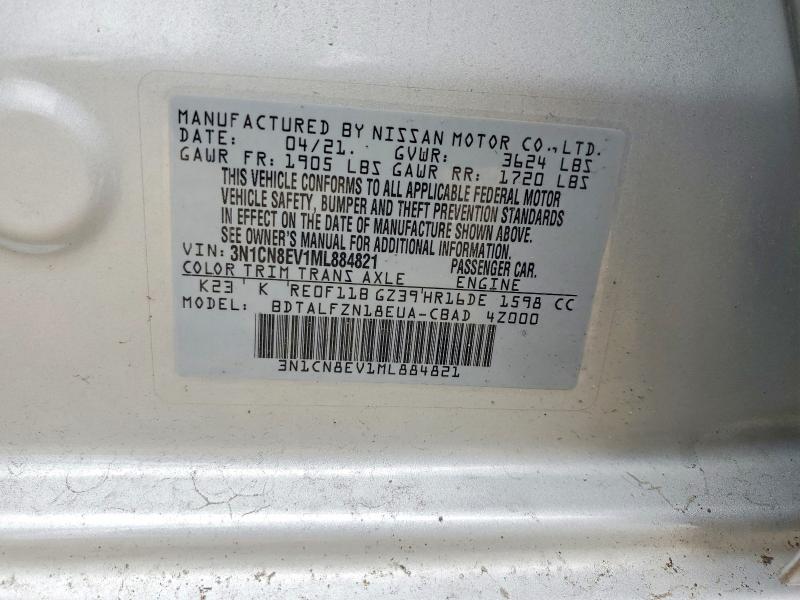 Aukcja sprzedaży 2021 Nissan Versa, vin: 3N1CN8EV1ML884821, numer aukcji: 57593626