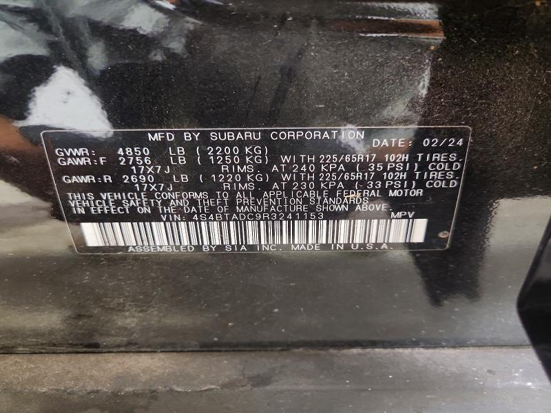 Продаж на аукціоні авто 2024 Subaru Outback, vin: 4S4BTADC9R3241153, номер лоту: 57815406