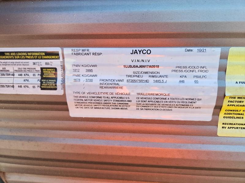 Продажа на аукционе авто 2022 Jayco Jay Flight, vin: 1UJBJ0AJ6N17A0518, номер лота: 58788026