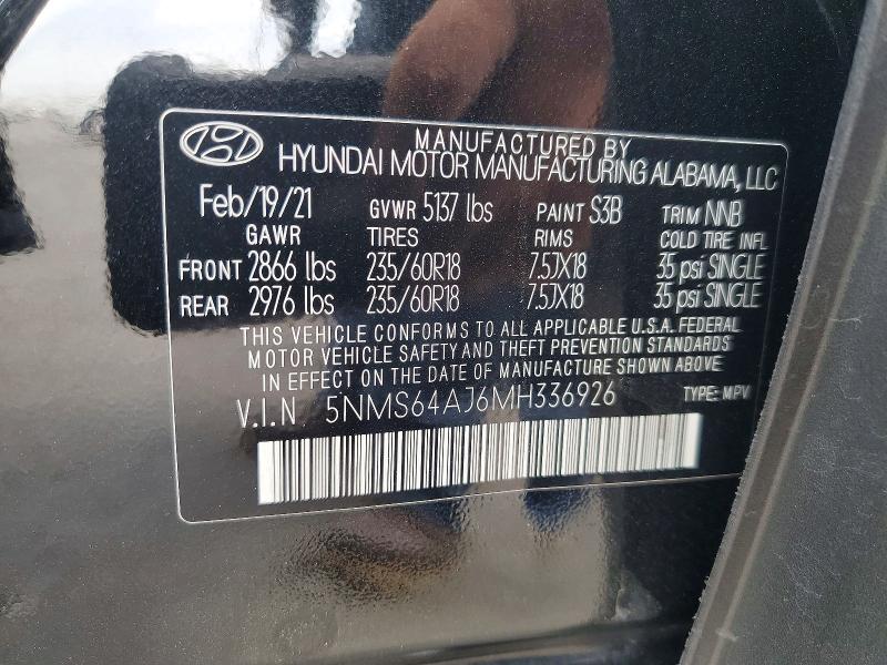 Продажа на аукционе авто 2021 Hyundai Santa Fe, vin: 5NMS64AJ6MH336926, номер лота: 59374146