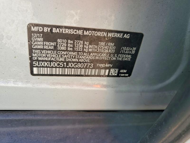Aukcja sprzedaży 2018 Bmw X6, vin: 5UXKU0C51J0G80773, numer aukcji: 58512276