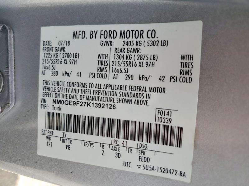 Продаж на аукціоні авто 2019 Ford Transit Connect, vin: NM0GE9F27K1392126, номер лоту: 54554646