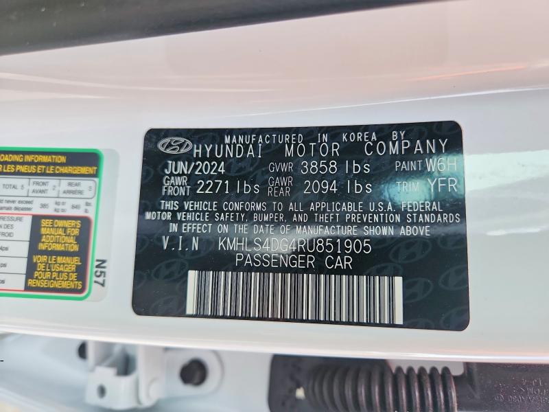 2024 Hyundai Elantra მანქანა იყიდება აუქციონზე, vin: KMHLS4DG4RU851905, აუქციონის ნომერი: 58652836