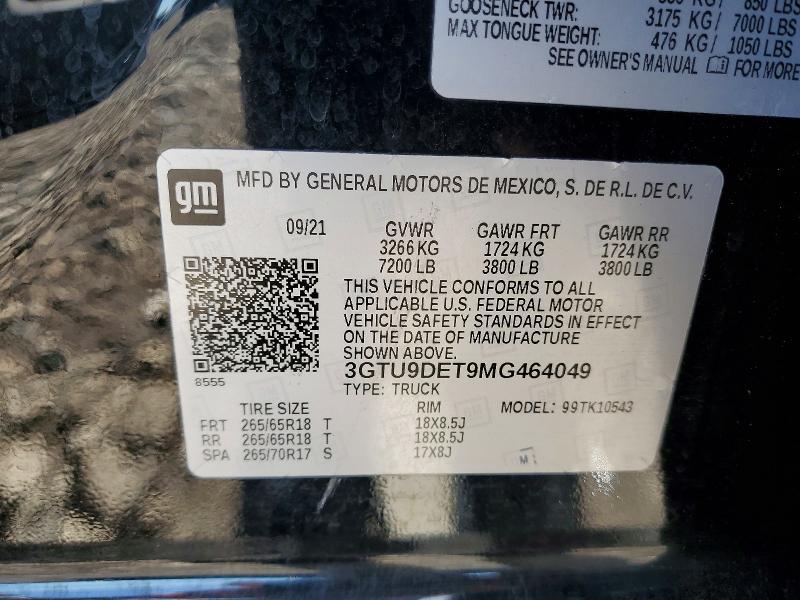 Продажа на аукционе авто 2021 Gmc Sierra, vin: 3GTU9DET9MG464049, номер лота: 57620086