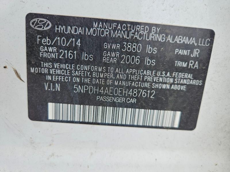 Продажа на аукционе авто 2014 Hyundai Elantra, vin: 5NPDH4AE0EH487612, номер лота: 56996676