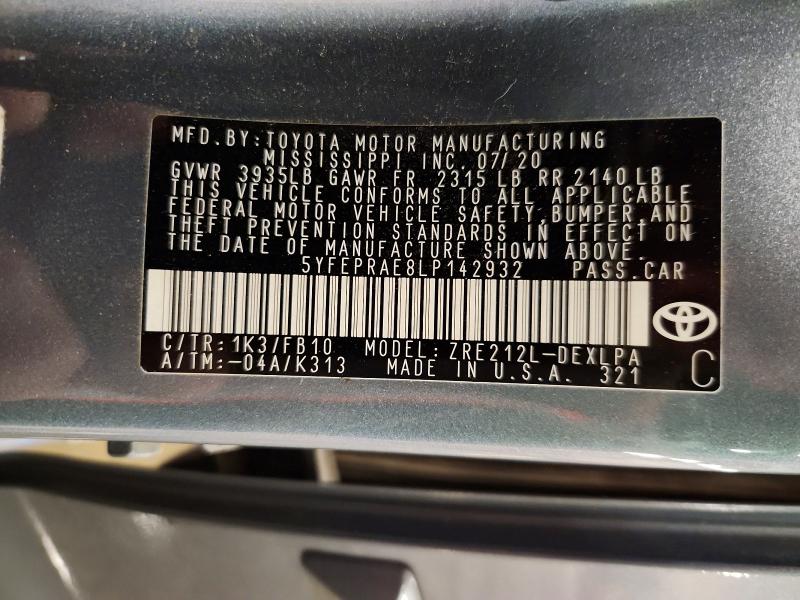 Aukcja sprzedaży 2020 Toyota Corolla, vin: 5YFEPRAE8LP142932, numer aukcji: 56157296