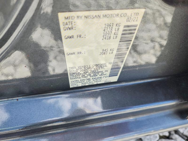 2021 Nissan Altima მანქანა იყიდება აუქციონზე, vin: 1N4BL4DV7MN360670, აუქციონის ნომერი: 58018856