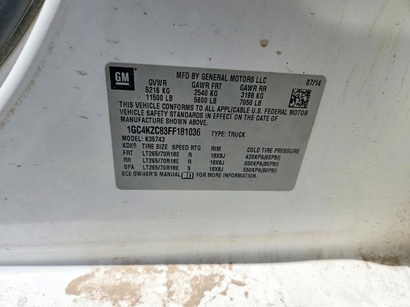 2015 Chevrolet Silverado მანქანა იყიდება აუქციონზე, vin: 1GC4KZC83FF181036, აუქციონის ნომერი: 57967816