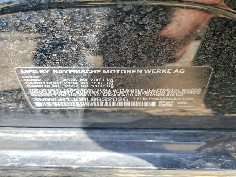 2020 Bmw 330i მანქანა იყიდება აუქციონზე, vin: 3MW5R1J08L8B32026, აუქციონის ნომერი: 58836046