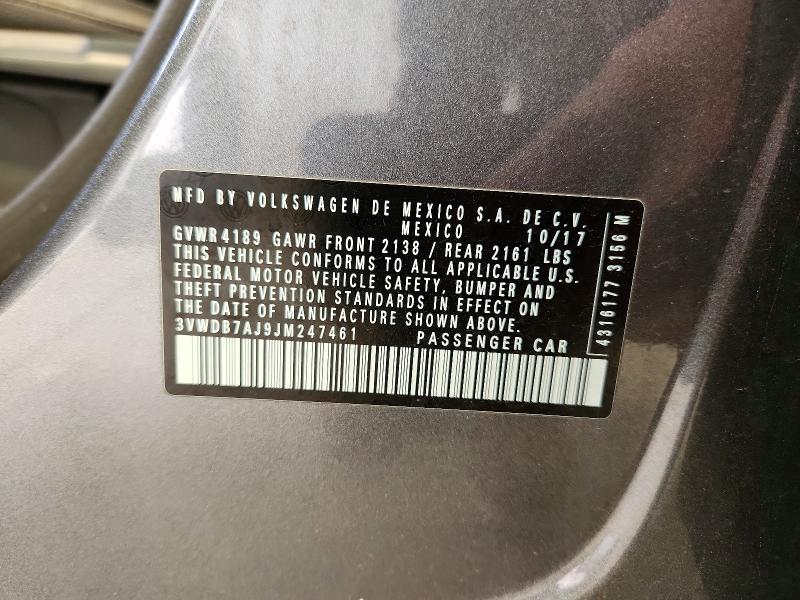 Продаж на аукціоні авто 2018 Volkswagen Jetta, vin: 3VWDB7AJ9JM247461, номер лоту: 58982216