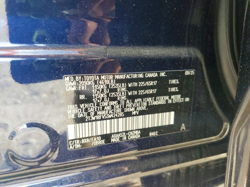 2025 Toyota Rav4 მანქანა იყიდება აუქციონზე, vin: 2T3W1RFV5SW424285, აუქციონის ნომერი: 57428936