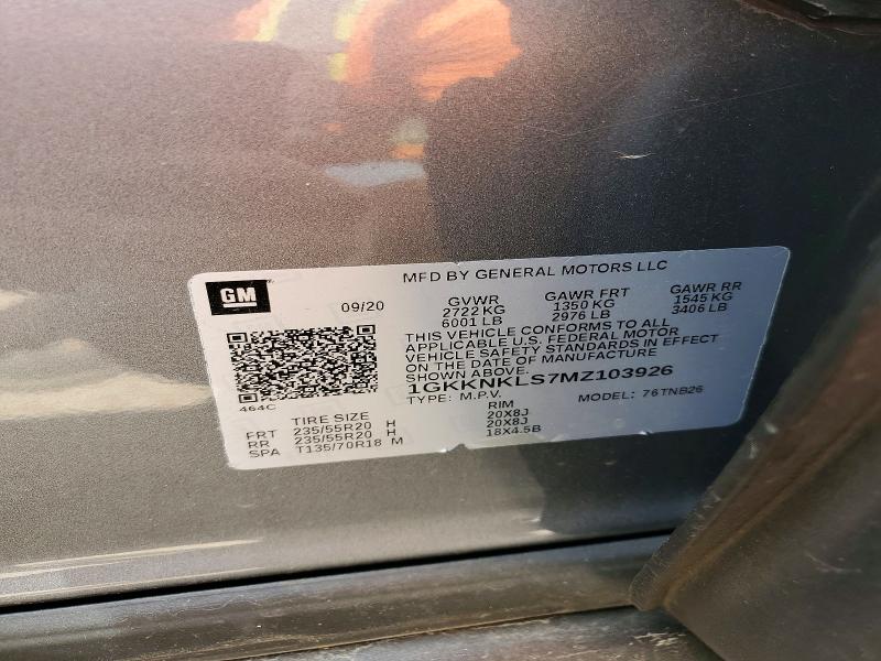 85984665 :رقم المزاد ، 1GKKNKLS7MZ103926 vin ، 2021 Gmc Acadia مزاد بيع