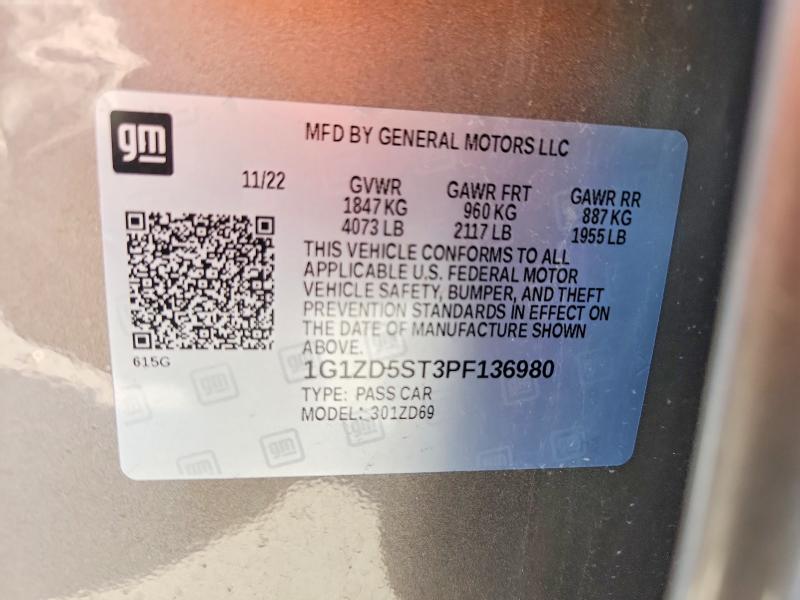 51914196 :رقم المزاد ، 1G1ZD5ST3PF136980 vin ، 2023 Chevrolet Malibu مزاد بيع
