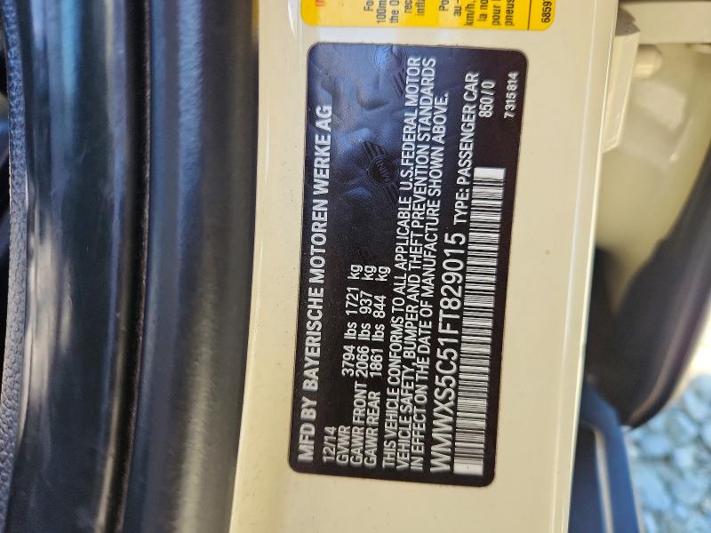 2015 Mini Cooper მანქანა იყიდება აუქციონზე, vin: WMWXS5C51FT829015, აუქციონის ნომერი: 56973036