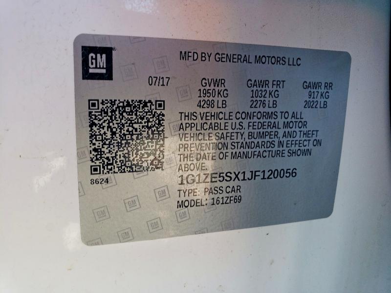 Продаж на аукціоні авто 2018 Chevrolet Malibu, vin: 1G1ZE5SX1JF120056, номер лоту: 55874326