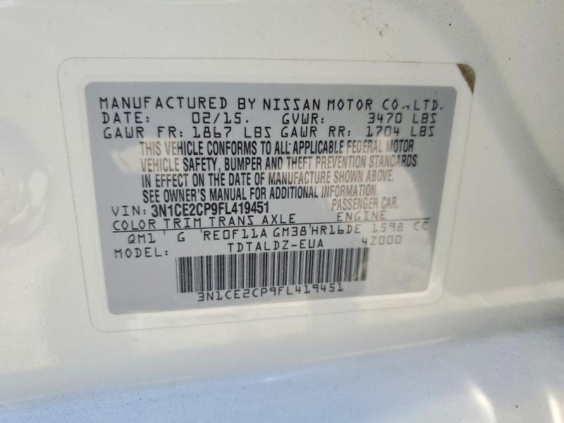 56043176 :رقم المزاد ، 3N1CE2CP9FL419451 vin ، 2015 Nissan Versa Note مزاد بيع