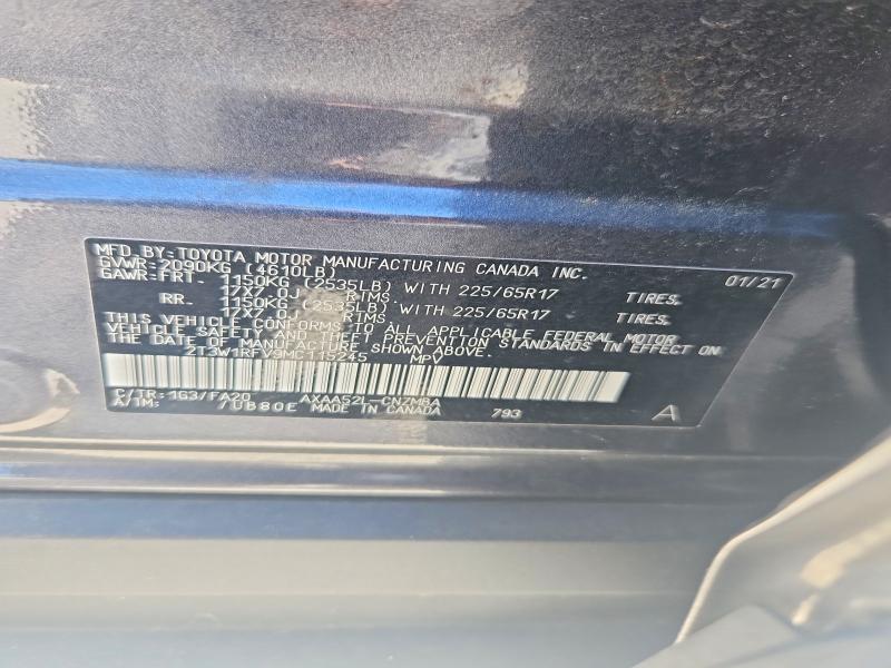 Aukcja sprzedaży 2021 Toyota Rav4, vin: 2T3W1RFV9MC115245, numer aukcji: 56238046