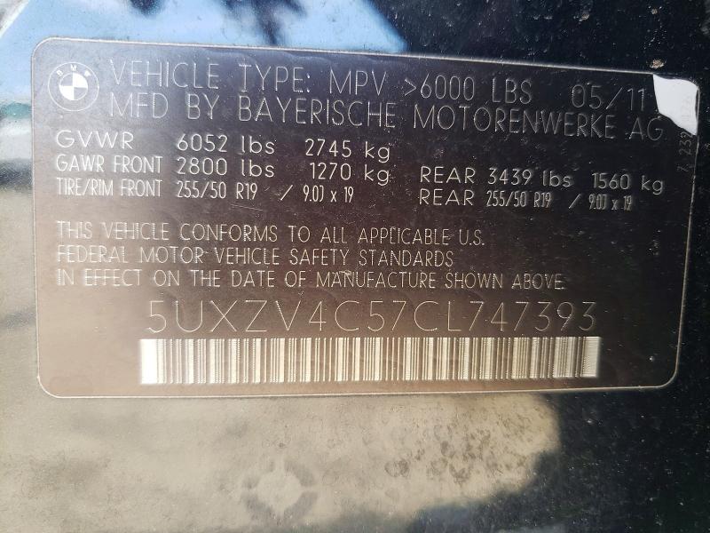 Продажа на аукционе авто 2012 Bmw X5, vin: 5UXZV4C57CL747393, номер лота: 56273456