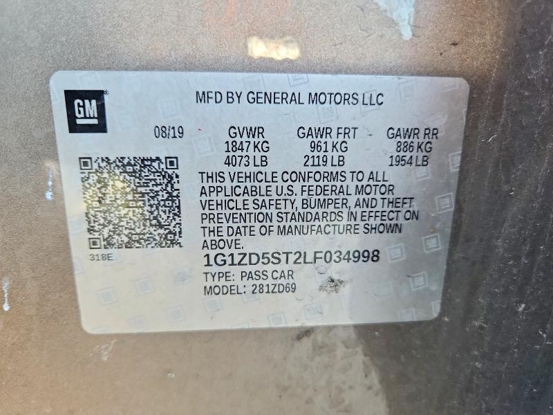 Продажа на аукционе авто 2020 Chevrolet Malibu, vin: 1G1ZD5ST2LF034998, номер лота: 56076266
