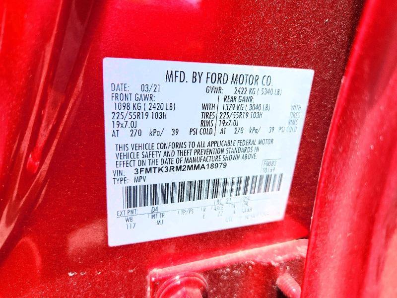 2021 Ford Mustang Mach-e მანქანა იყიდება აუქციონზე, vin: 3FMTK3RM2MMA18979, აუქციონის ნომერი: 55611446