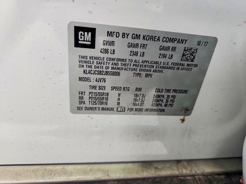 Aukcja sprzedaży 2018 Buick Encore, vin: KL4CJCSB2JB558006, numer aukcji: 56393776