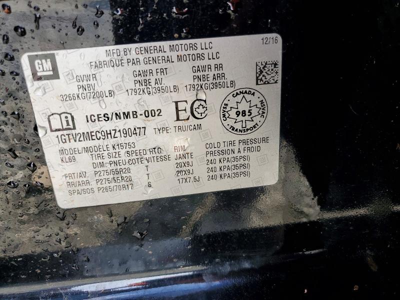 Aukcja sprzedaży 2017 Gmc Sierra, vin: 1GTV2MEC9HZ190477, numer aukcji: 55908506