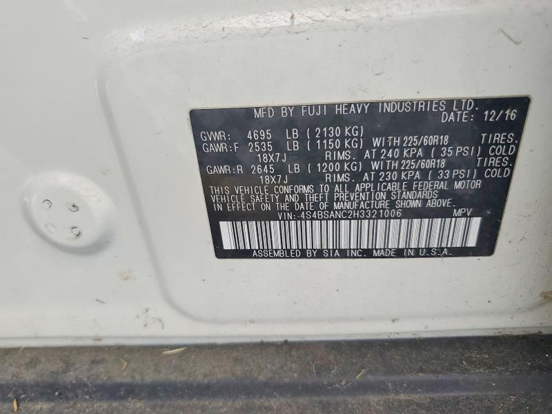 Продажа на аукционе авто 2017 Subaru Outback, vin: 4S4BSANC2H3321006, номер лота: 56763506