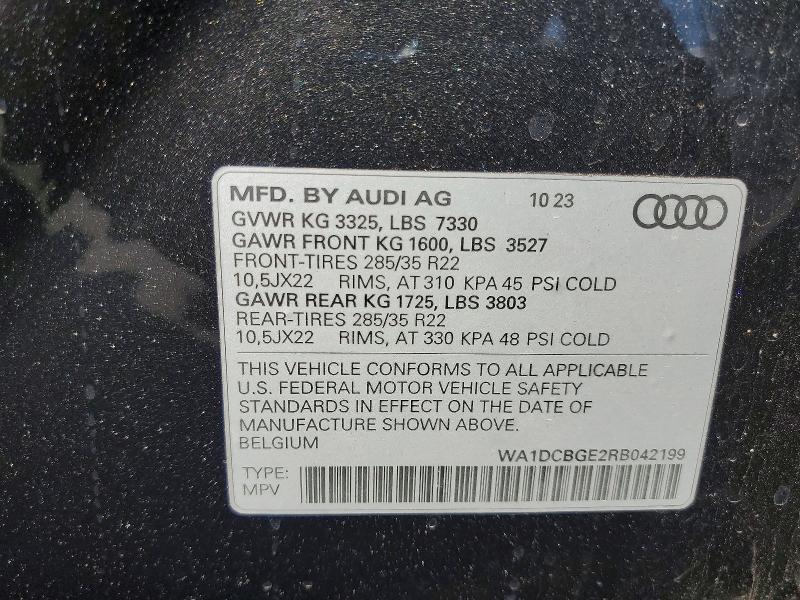 Продаж на аукціоні авто 2024 Audi Sq8 E-tron, vin: WA1DCBGE2RB042199, номер лоту: 57696926