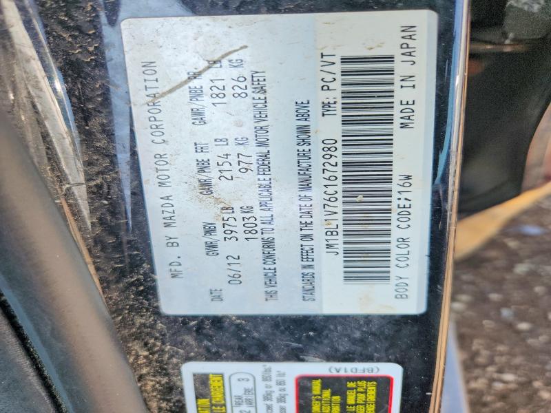 Aukcja sprzedaży 2012 Mazda 3, vin: JM1BL1V76C1672980, numer aukcji: 57445546