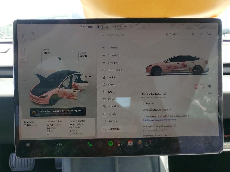 56736046 :رقم المزاد ، 5YJ3E1EA7SF062599 vin ، 2025 Tesla Model 3 مزاد بيع